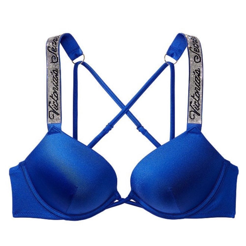 Victorias Secret Swim Bombshell Shine Strap Add-2-Cups Push Up Bikini top 34D